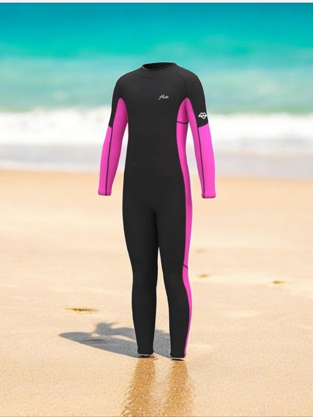 GIRLS  Full-Body Wetsuit - Black & Pink